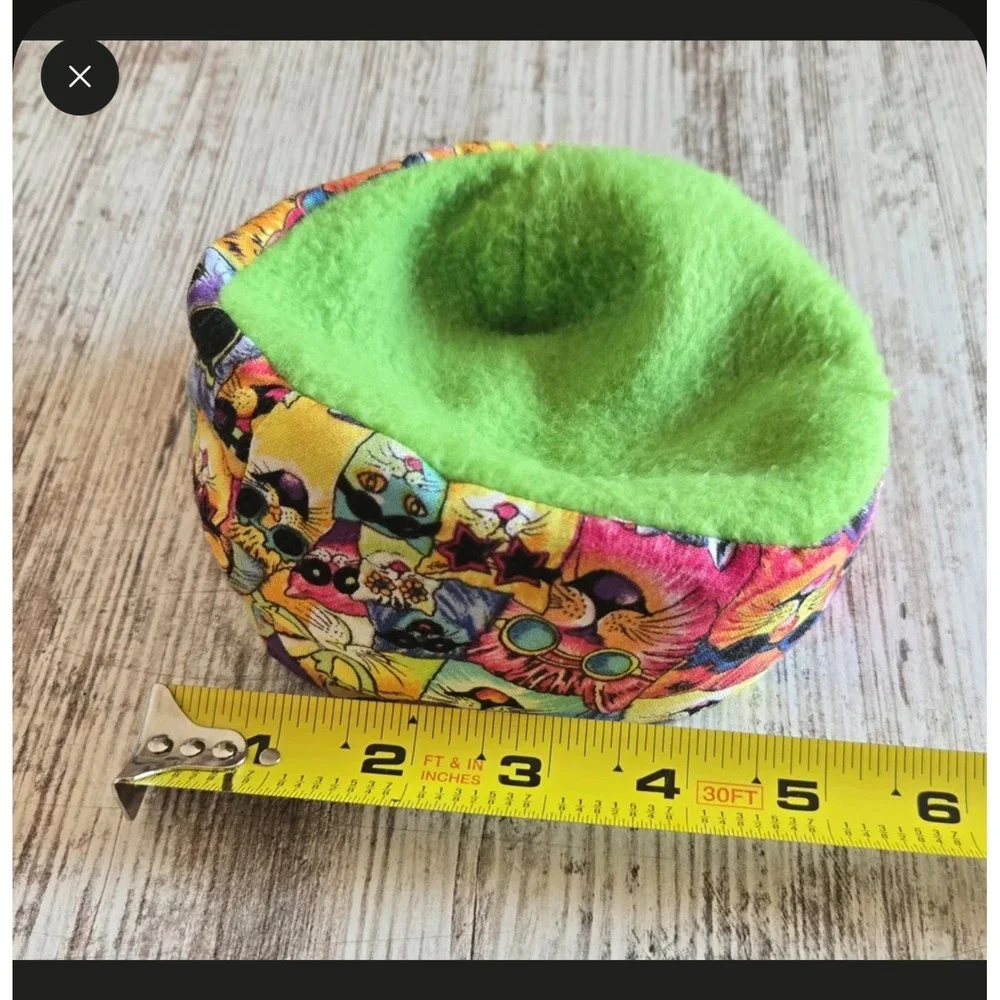 Handmade Fleece Cuddle Cup Small Pet Bed Colorful Cat Print Guinea Pig Hedgehog
